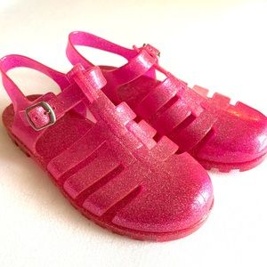 Rasolli Women’s Fisherman T-Strap Sparkly Jelly Flat Buckle Closure Soft Sandles